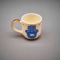 Teetasse | Kaffeetasse | Hand der Fatima  | Hamsa  | Handgemacht aus Keramik getöpfert | Designer Tasse