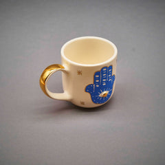 Teetasse | Kaffeetasse | Hand der Fatima  | Hamsa  | Handgemacht aus Keramik getöpfert | Designer Tasse