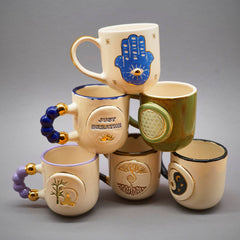Teetassen Set | Kaffeetassen Set | Spirituelle Kollektion 6-Teilig  | Handgemacht aus Keramik getöpfert | Designer Tasse