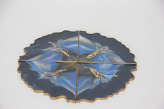 Untersetzer für Glas I 4er Set | Epoxy | Blau Marineblau Gold Elementen | Epoxidharz | Handgemacht | Getränkeuntersetzer | Tischdekoration