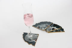 Untersetzer für Glas I 4er Set | Epoxy | Grün-Kupfer | Epoxidharz | Handgemacht | Getränkeuntersetzer | Tischdekoration