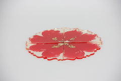 Untersetzer für Glas I 4er Set | Epoxy | Rot mit Echtgold Elementen | Epoxidharz | Handgemacht | Getränkeuntersetzer | Tischdekoration