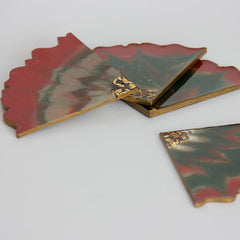 Untersetzer für Glas I 4er Set | Epoxy | Grün Bordeaux gold Elementen | Epoxidharz | Handgemacht | Getränkeuntersetzer | Tischdekoration
