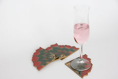 Untersetzer für Glas I 4er Set | Epoxy | Grün Bordeaux gold Elementen | Epoxidharz | Handgemacht | Getränkeuntersetzer | Tischdekoration