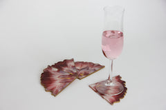 Untersetzer für Glas I 4er Set | Epoxy |  Rot Weiß mit Echtgold Elementen | Epoxidharz | Handgemacht | Getränkeuntersetzer | Tischdekoration