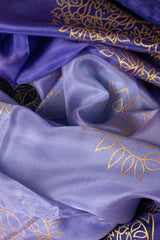 Seidentuch handbemalt | Seidenschal | Damen | Marineblau-Lila | Elegant & Luxuriös | 100% Seide | 1600x500 | Einzigartiges Designerschal