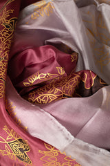 Seidentuch handbemalt | Seidenschal | Damen | Grau-Bordeaux | Elegant & Luxuriös | 100% Seide | 1600x500 | Einzigartiges Designerschal