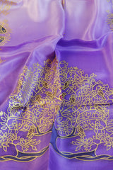 Seidentuch handbemalt | Seidenschal | Damen | Lila | Elegant & Luxuriös | 100% Seide | 1600x500 | Einzigartiges Designerschal