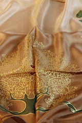 Seidentuch handbemalt | Seidenschal | Damen | Kupferbraun-Gold | Elegant & Luxuriös | 100% Seide | 1600x500 | Einzigartiges Designerschal