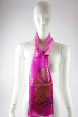Seidentuch handbemalt | Seidenschal | Damen | Rosa | Elegant & Luxuriös | 100% Seide | 1600x500 | Einzigartiges Designerschal