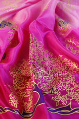 Seidentuch handbemalt | Seidenschal | Damen | Rosa | Elegant & Luxuriös | 100% Seide | 1600x500 | Einzigartiges Designerschal