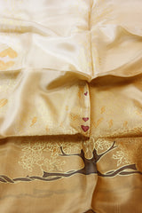 Seidentuch handbemalt | Seidenschal | Damen | Braun-Gelb | Elegant & Luxuriös | 100% Seide | 1600x500 | Einzigartiges Designerschal