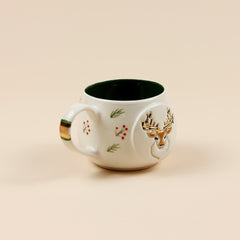 Teetasse | Kaffeetasse | Mit einer „Hirsch" verziert | Handgemacht aus Keramik getöpfert | Mit Echtgold Elementen | Designer Tasse