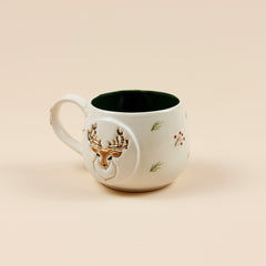 Teetasse | Kaffeetasse | Mit einer „Hirsch" verziert | Handgemacht aus Keramik getöpfert | Mit Echtgold Elementen | Designer Tasse
