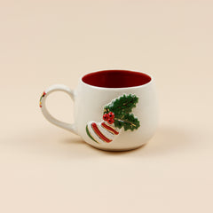 Teetasse | Kaffeetasse | Mit „Weihnachtsstrümpfe" verziert | Handgemacht aus Keramik getöpfert | Mit Echtgold Elementen | Designer Tasse