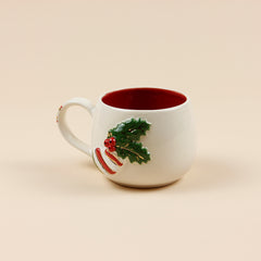 Teetasse | Kaffeetasse | Mit „Weihnachtsstrümpfe" verziert | Handgemacht aus Keramik getöpfert | Mit Echtgold Elementen | Designer Tasse
