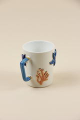 Teetasse | Kaffeetasse | „Leben im Meer" mit „Seestern&Muscheln verziert | Handgemacht aus Keramik getöpfert | Mit Echtgold Elementen | Designer Tasse