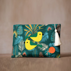 Handtasche für Damen | Gelber Vogel - Motiv | Grün | Damentasche | Handgemacht | 34 cm x 23,5 cm
