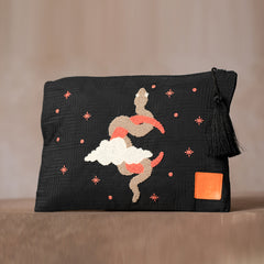 Handtasche für Damen | Schlangen - Motiv | Schwarz | Damentasche | Handgemacht | 34 cm x 23,5 cm
