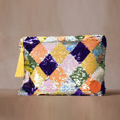 Handtasche für Damen | Pailetten - Motiv | Bunt | Damentasche | Handgemacht | 34 cm x 23,5 cm