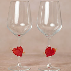 Weinglas mit Herz Figur | 2er Set | 3D | Murano Glas | Glas mit Figur | Handgemacht