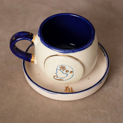 Teetasse | Kaffeetasse | Mit einer „Sternzeichen - Jungfrau" verziert | Handgemacht aus Keramik getöpfert | Mit Echtgold Elementen | Designer Tasse