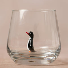Trinkglas mit Tierfigur | Pinguin | 3D | Murano Glas | Glas mit Figur | Handgemacht | Wasserglas | Tasse