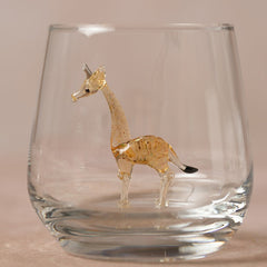 Trinkglas mit Tierfigur | Giraffe | 3D | Murano Glas | Glas mit Figur | Handgemacht | Wasserglas | Tasse