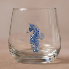 Trinkglas mit Tierfigur | Seepferd | 3D | Murano Glas | Glas mit Figur | Handgemacht | Wasserglas | Tasse