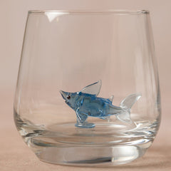 Trinkglas mit Tierfigur | Hai | 3D | Murano Glas | Glas mit Figur | Handgemacht | Wasserglas | Tasse