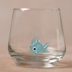 Trinkglas mit Tierfigur | Fisch | 3D | Murano Glas | Glas mit Figur | Handgemacht | Wasserglas | Tasse