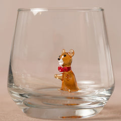 Trinkglas mit Tierfigur | Bär | 3D | Murano Glas | Glas mit Figur | Handgemacht | Wasserglas | Tasse