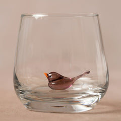 Trinkglas mit Tierfigur | Schwarzer Vogel | 3D | Murano Glas | Glas mit Figur | Handgemacht | Wasserglas | Tasse