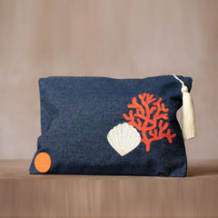 Handtasche für Damen | Strand - Motiv | Blau | Damentasche | Handgemacht | 34 cm x 23,5 cm