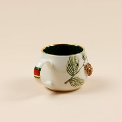 Teetasse | Kaffeetasse | Mit einer „Tannenzapfen" verziert | Handgemacht aus Keramik getöpfert | Mit Echtgold Elementen | Designer Tasse